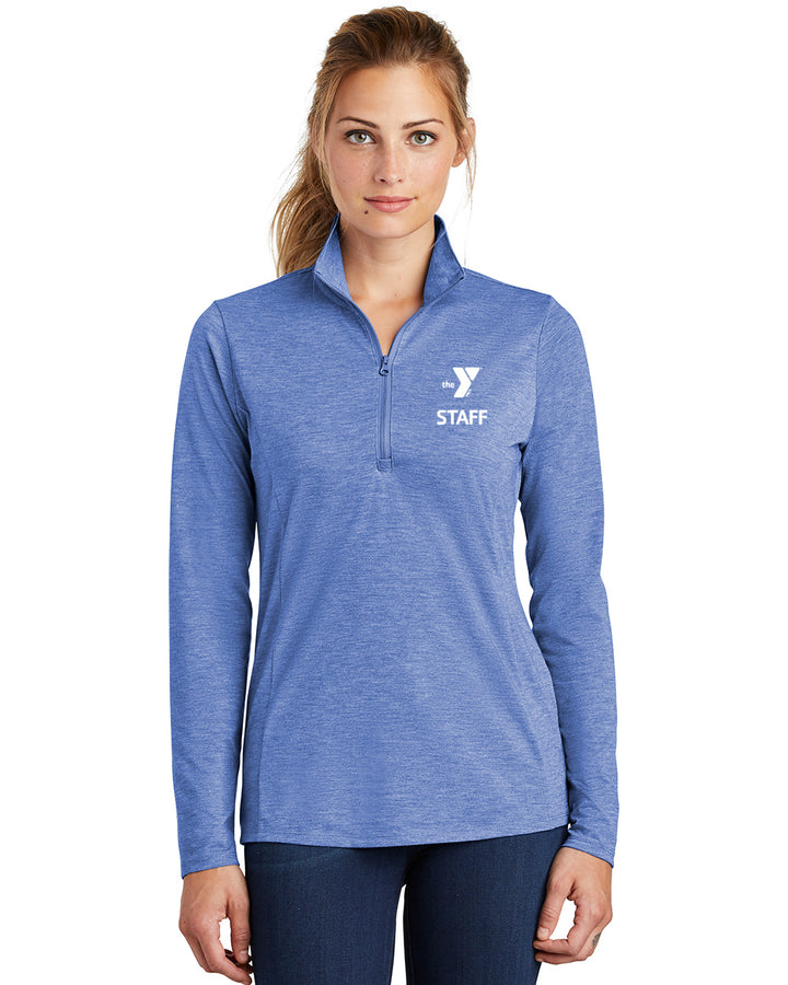 Ladies' Staff Triblend Performance Heathered 1/4 Zip