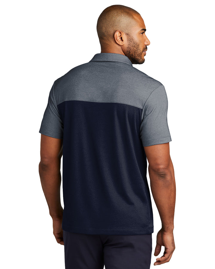 Sleeve Embroidered Pique Blend Color Blocked Polo