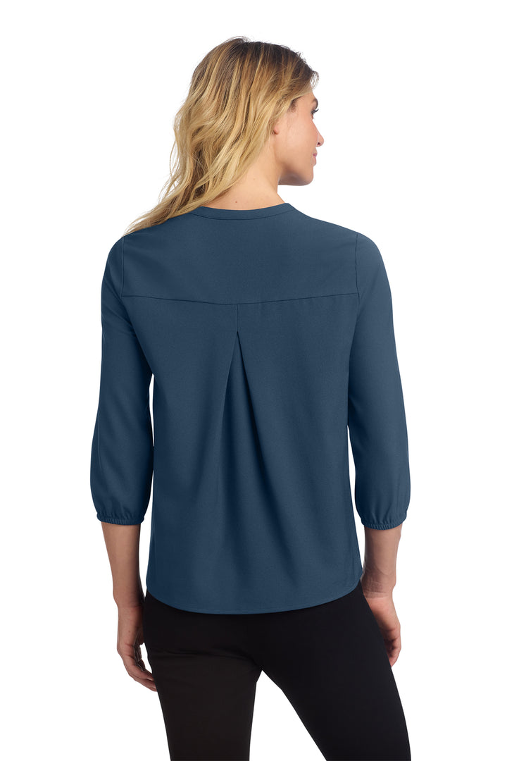 Ladies' Embroidered 3/4 Sleeve Stretch Blouse