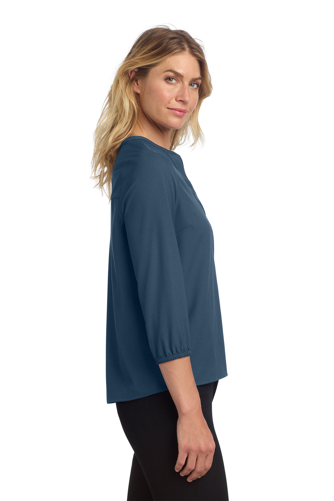 Ladies' Embroidered 3/4 Sleeve Stretch Blouse