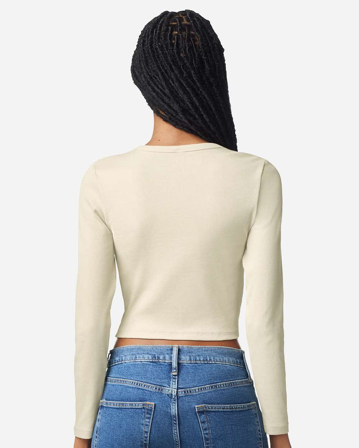 Ladies' Baby Rib Long Sleeve Cropped T