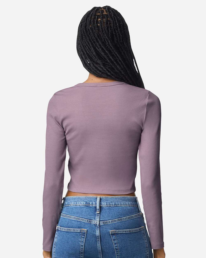 Ladies' Baby Rib Long Sleeve Cropped T