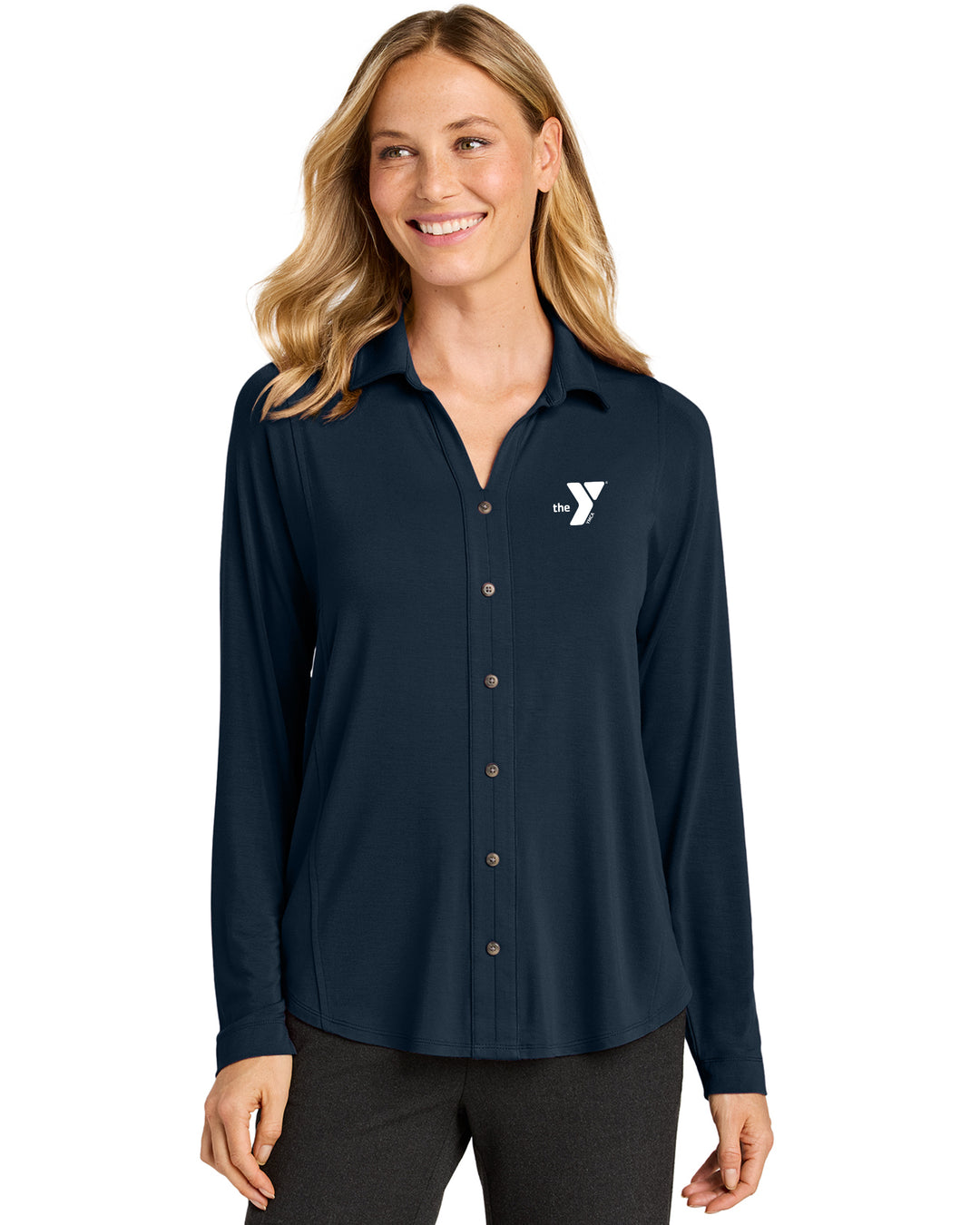 Ladies' Embroidered Luxe Knit Button Tunic