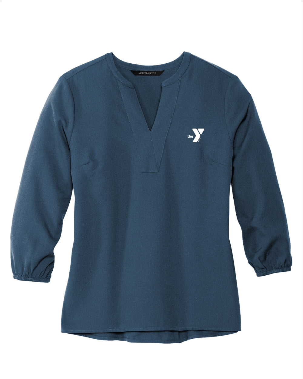 Ladies' Embroidered 3/4 Sleeve Stretch Blouse