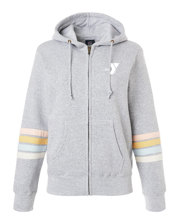 Ladies' Striped Sleeve Full Zip
