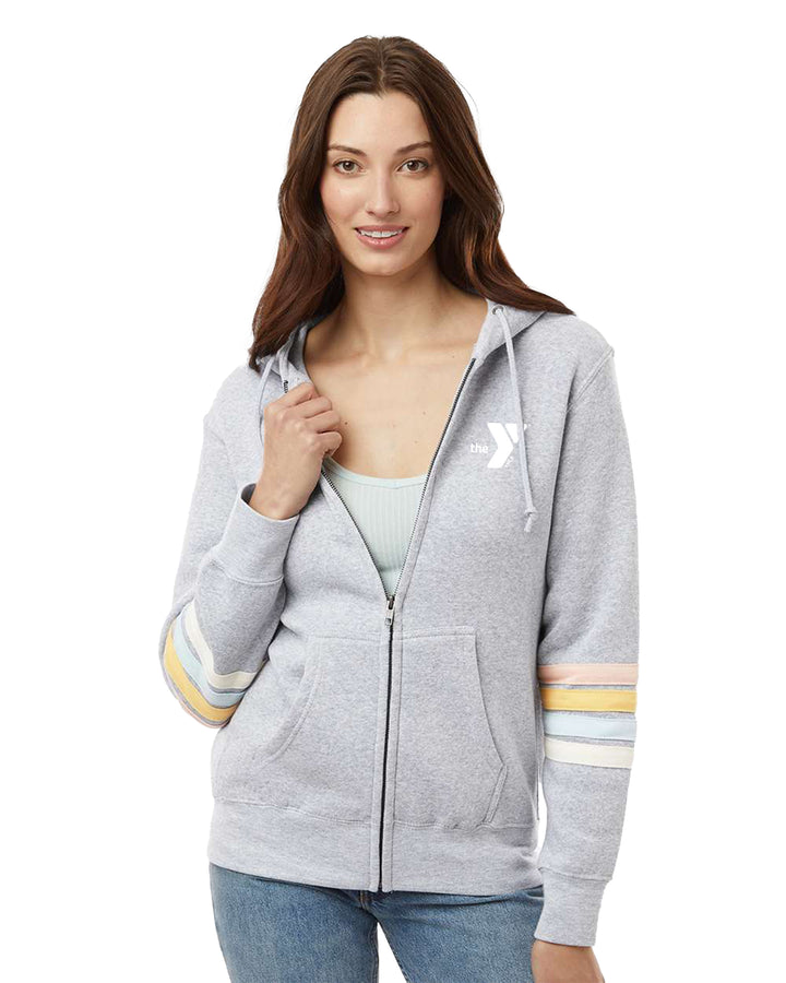 Ladies' Striped Sleeve Full Zip