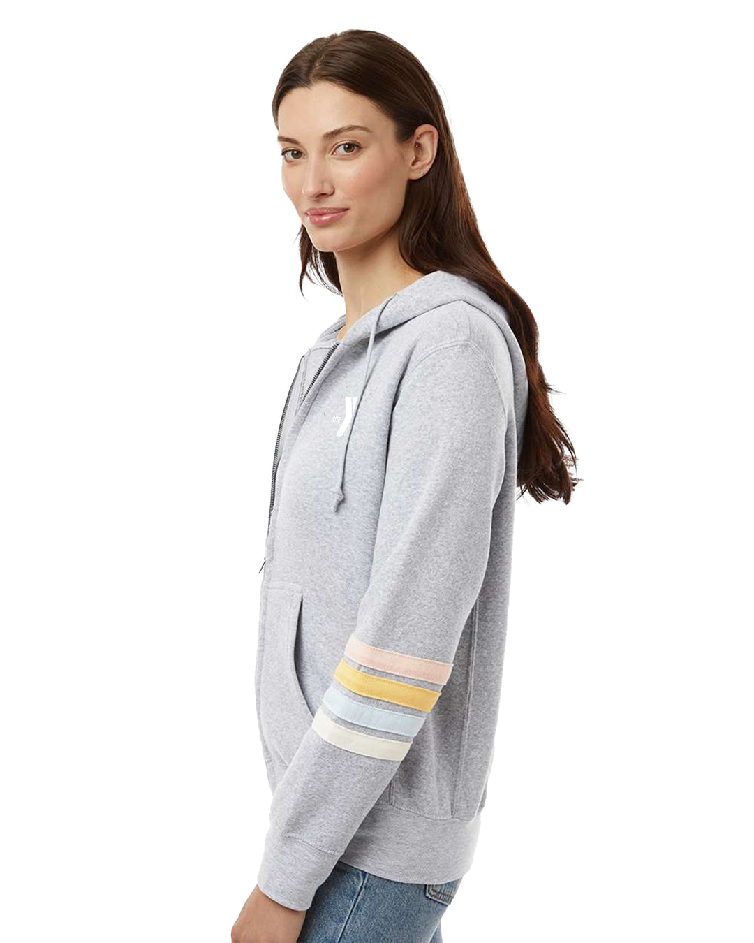 Ladies' Striped Sleeve Full Zip