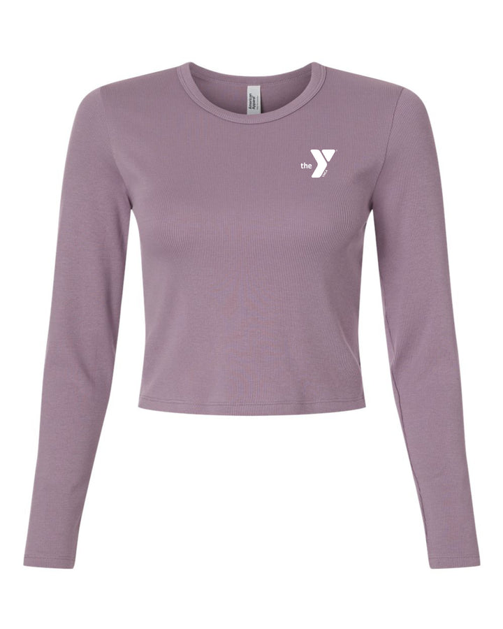 Ladies' Baby Rib Long Sleeve Cropped T