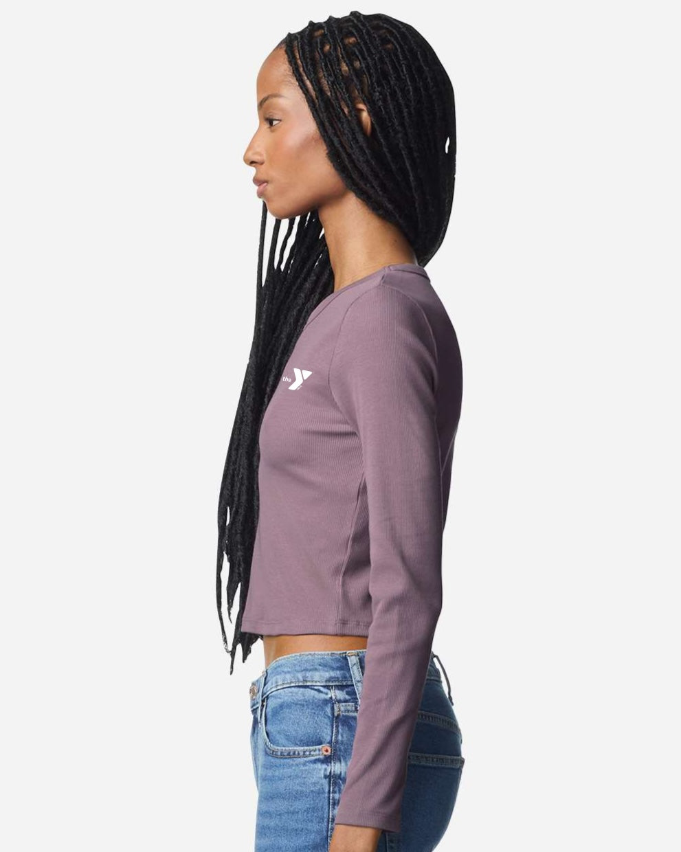 Ladies' Baby Rib Long Sleeve Cropped T