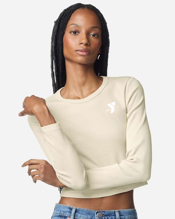 Ladies' Baby Rib Long Sleeve Cropped T