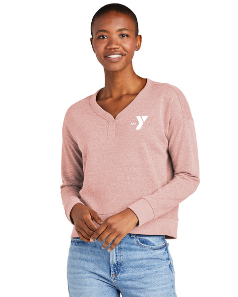 【BAON】[unisex] Poina Lettering Color V-Neck Fleece Sweatsh Zenana Women's V Neck Sweatshirt Loose Fit Oversized Fleece